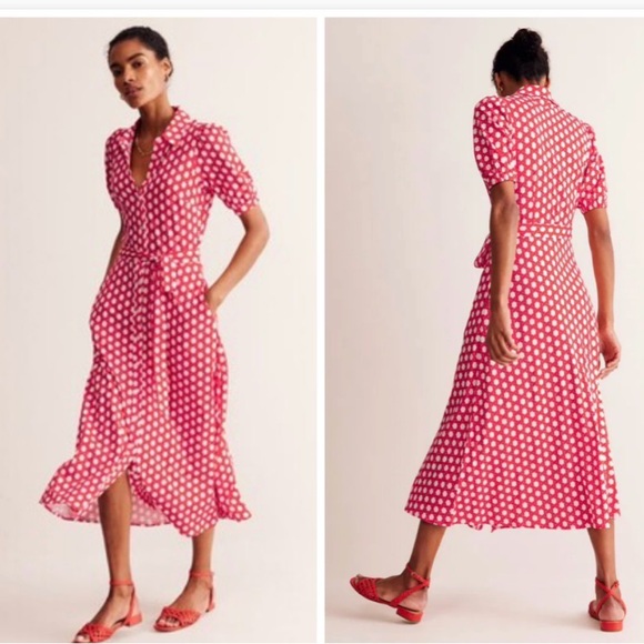 Boden Dresses & Skirts - BODEN 12 Libby Geo Print jersey belted maxi shirt dress boho shabby chic